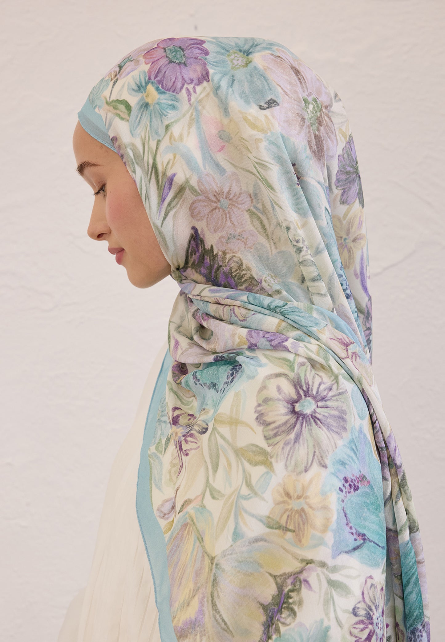 FreshScarfs Rami Hijab Vintage Garden Gök Mavi