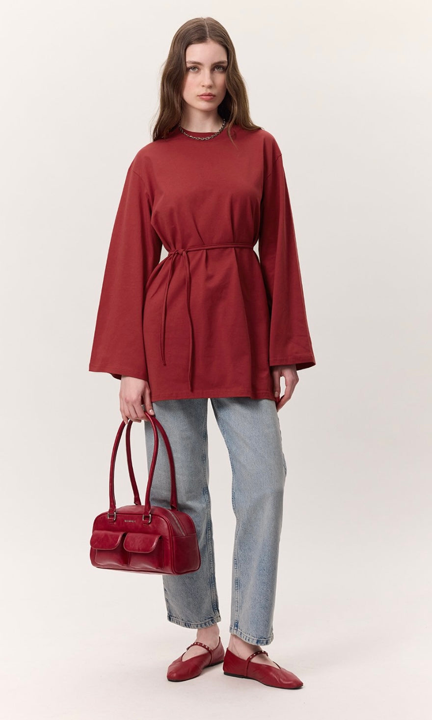 Manuka Oversize Langarm Shirt mit Gürtel