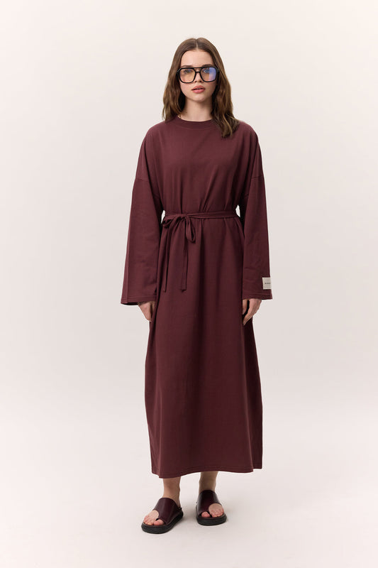 Manuka langes Basic Kleid Bordeaux