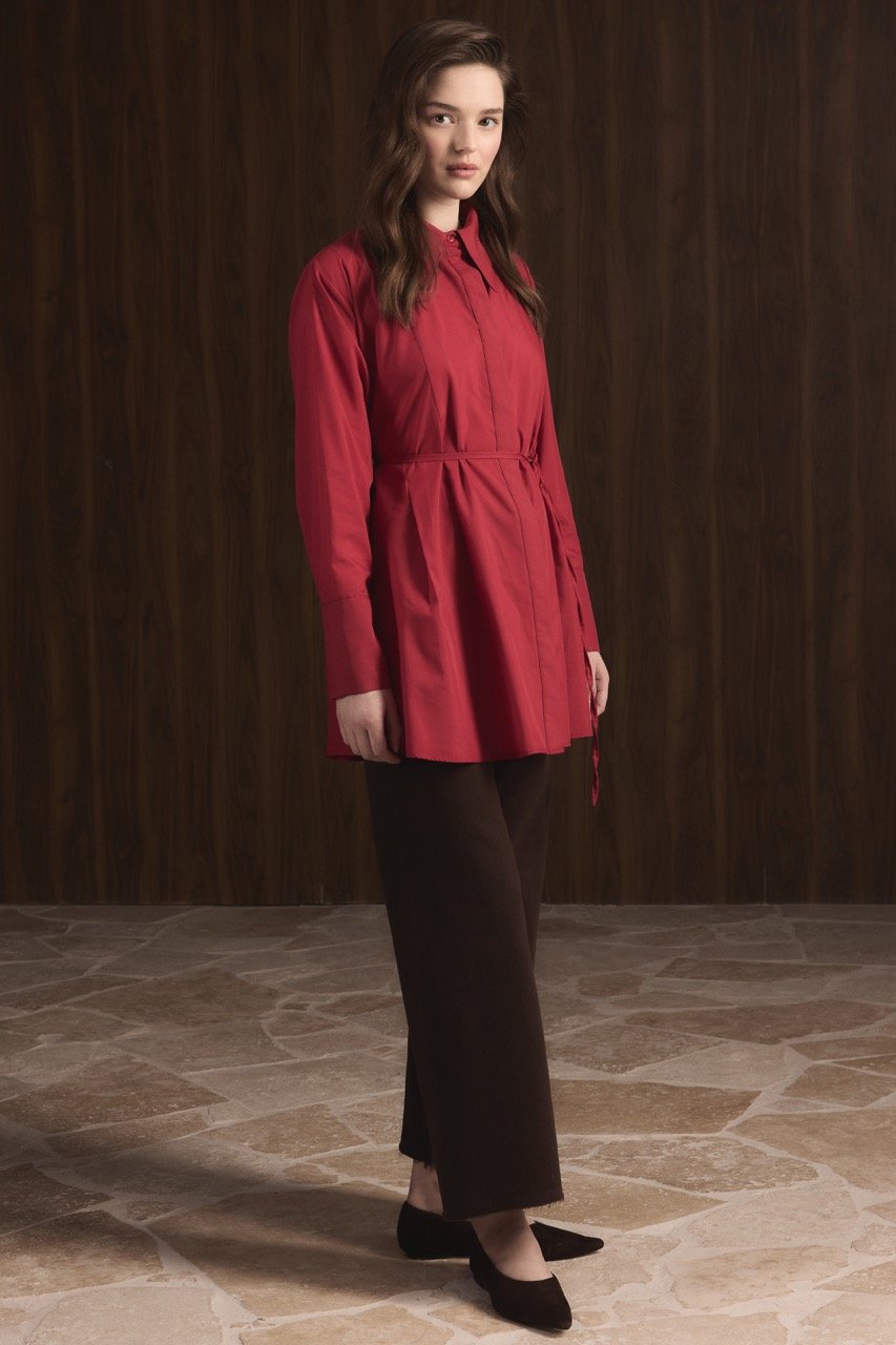 Ahel Hemd mit Gürtel Rot 8260