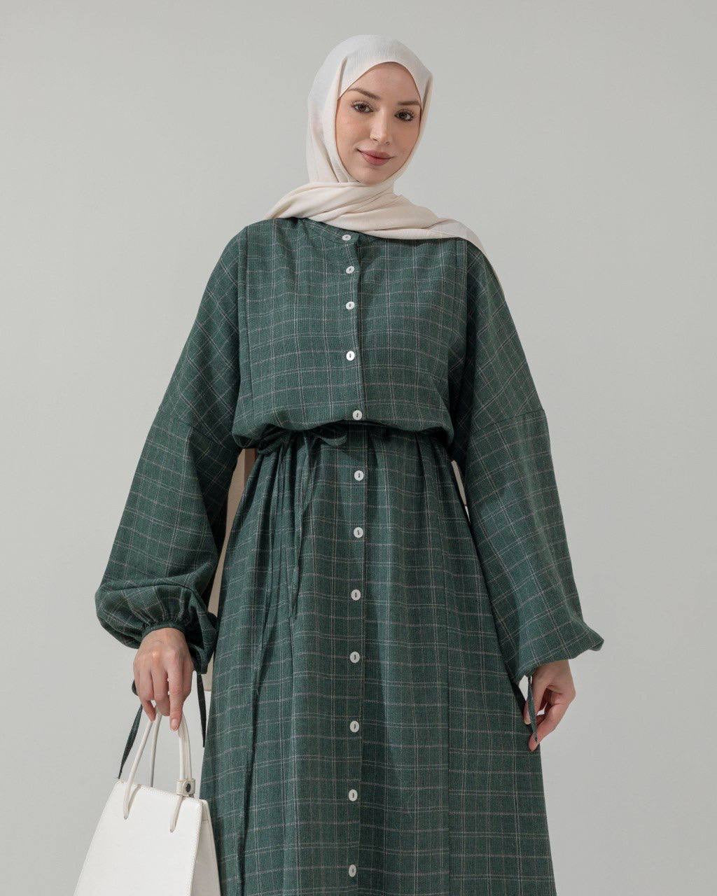 MeriStore Ekose Kleid Green 6404