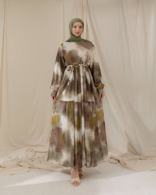 MeriStore Kleid 6464 Khaki mit Gürtel