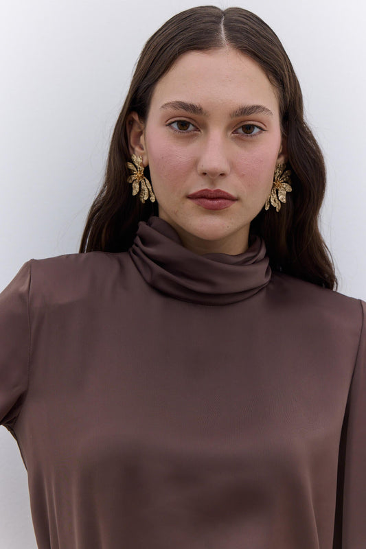 Manuka Satin Tunika Braun