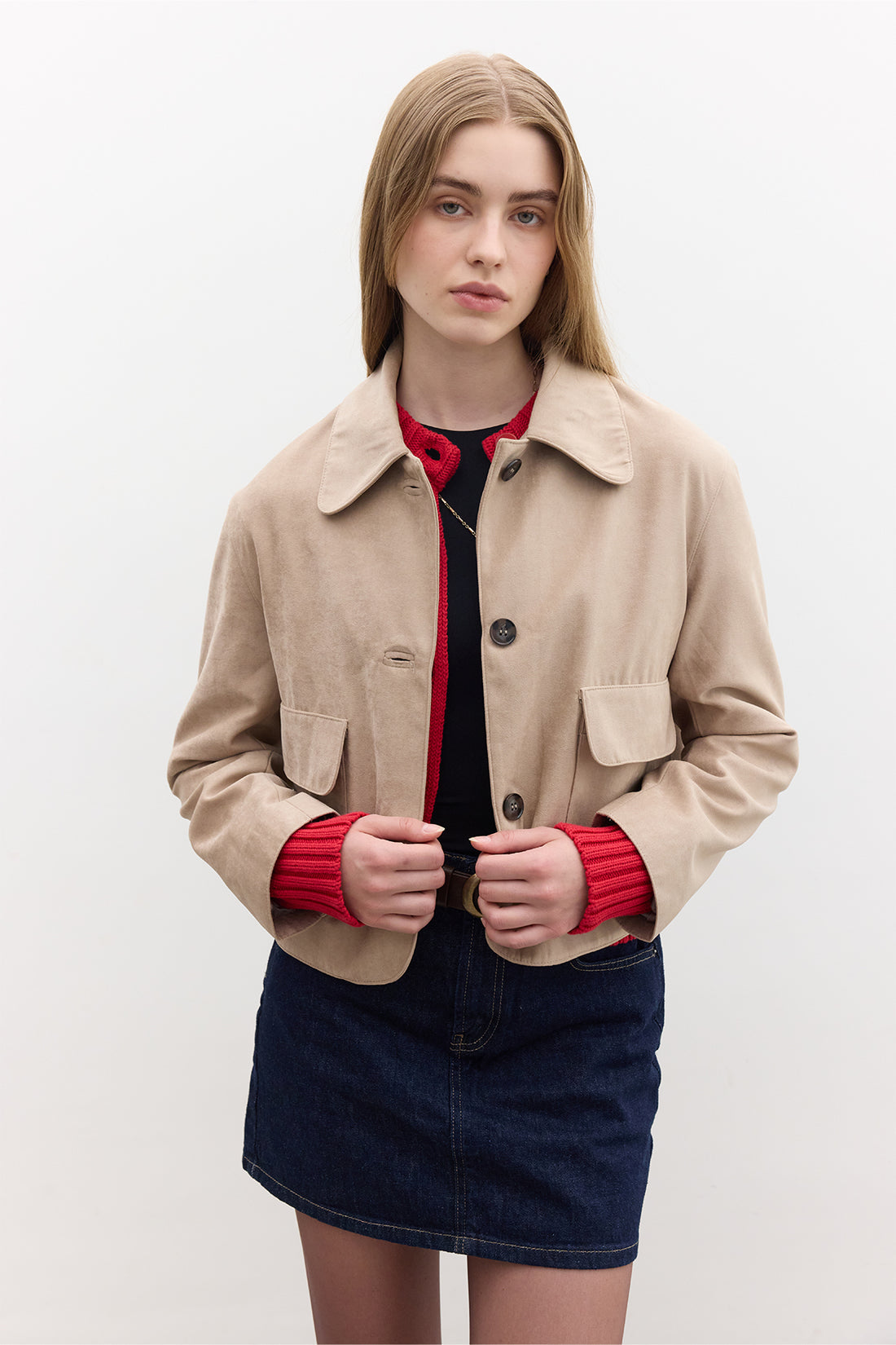 Manuka kurze Suede Jacke Sandfarben