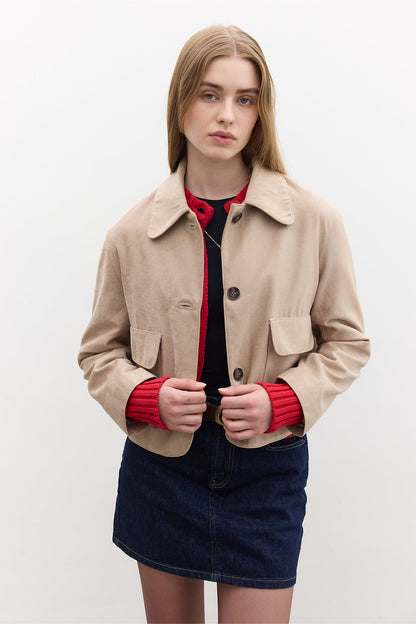 Manuka kurze Suede Jacke Sandfarben
