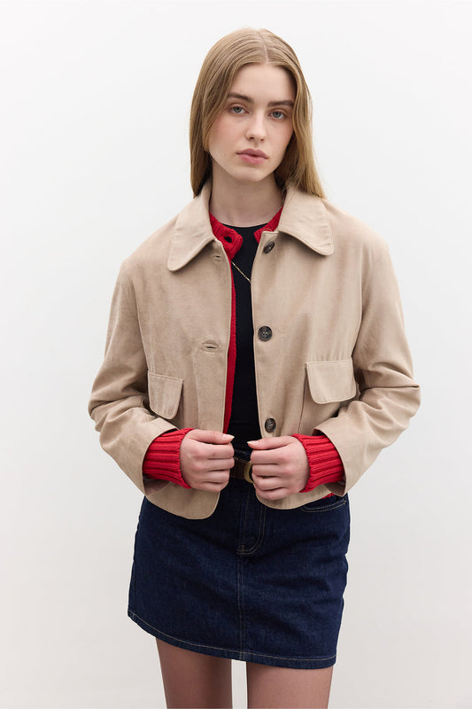 Manuka kurze Suede Jacke Sandfarben