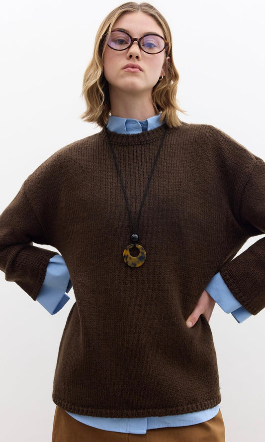 Manuka Oversize Strickpullover Braun (4619)