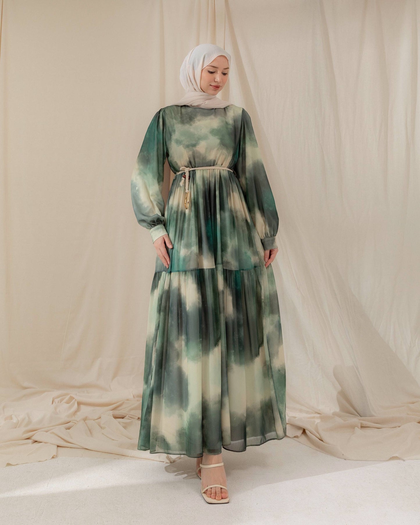 MeriStore Kleid 6464 Grün mit Gürtel