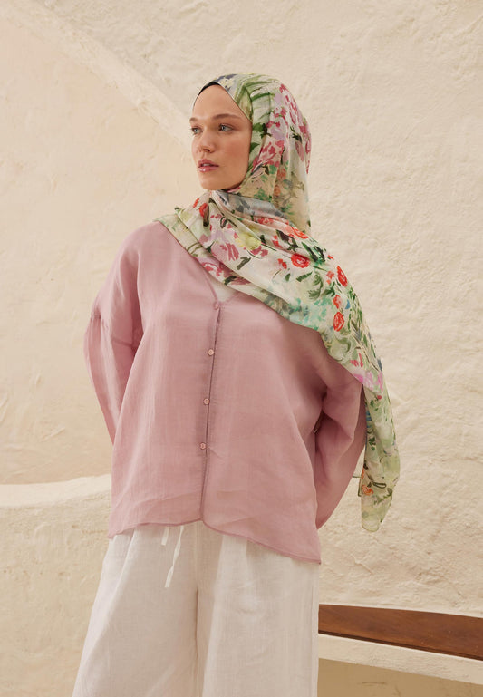 FreshScarfs Rami Hijab Margarit Desen Soft Yesil