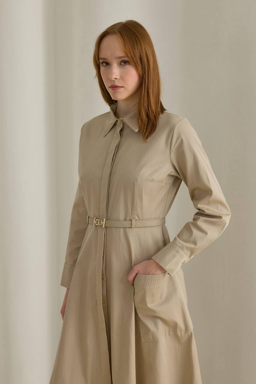 Moila Kleid mit Gürtel 653 Beige