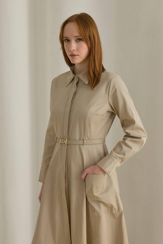 Moila Kleid mit Gürtel 653 Beige