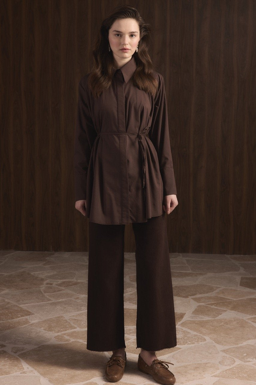 Ahel Hemd mit Gürtel Braun 8260