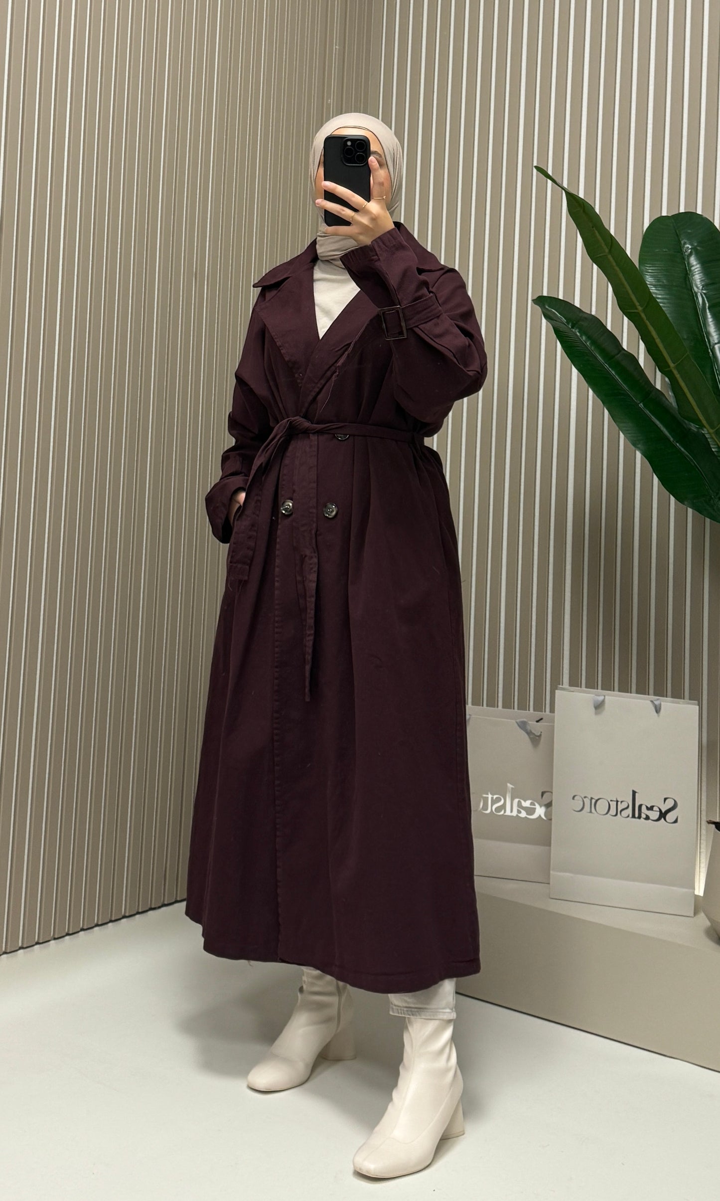 Denim Trenchcoat Burgundy