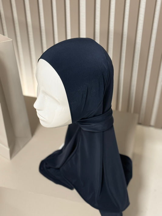 Fertigkopftuch Liquid Jersey mit Knöpfen Petrol