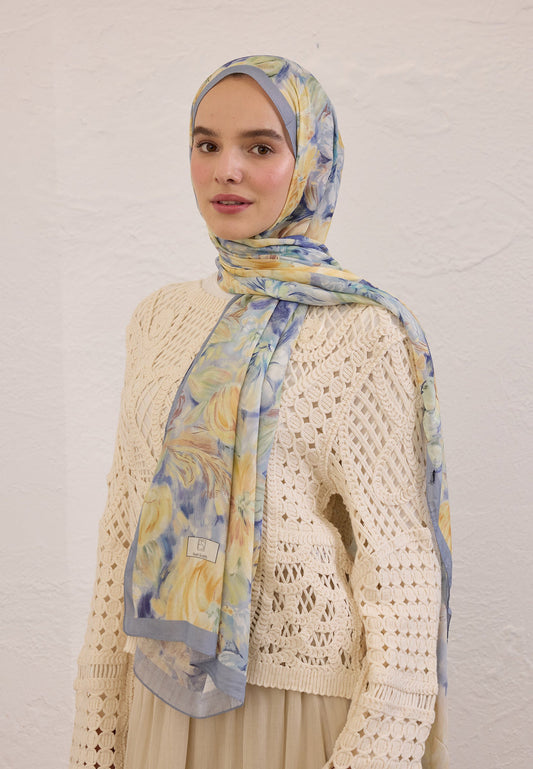 FreshScarfs Rami Hijab Flora soft mavi