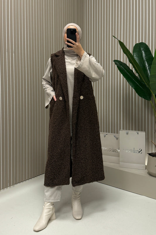 Weste Softy mit Gürtel Braun