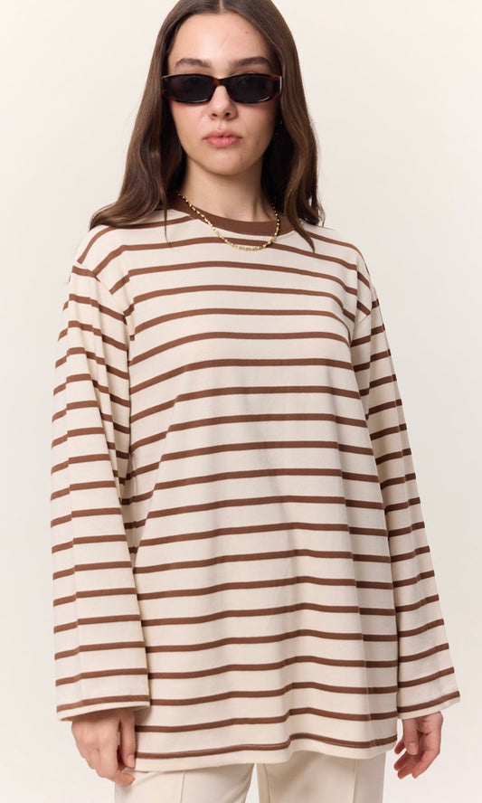 Manuka Oversize Langarm Shirt liniert
