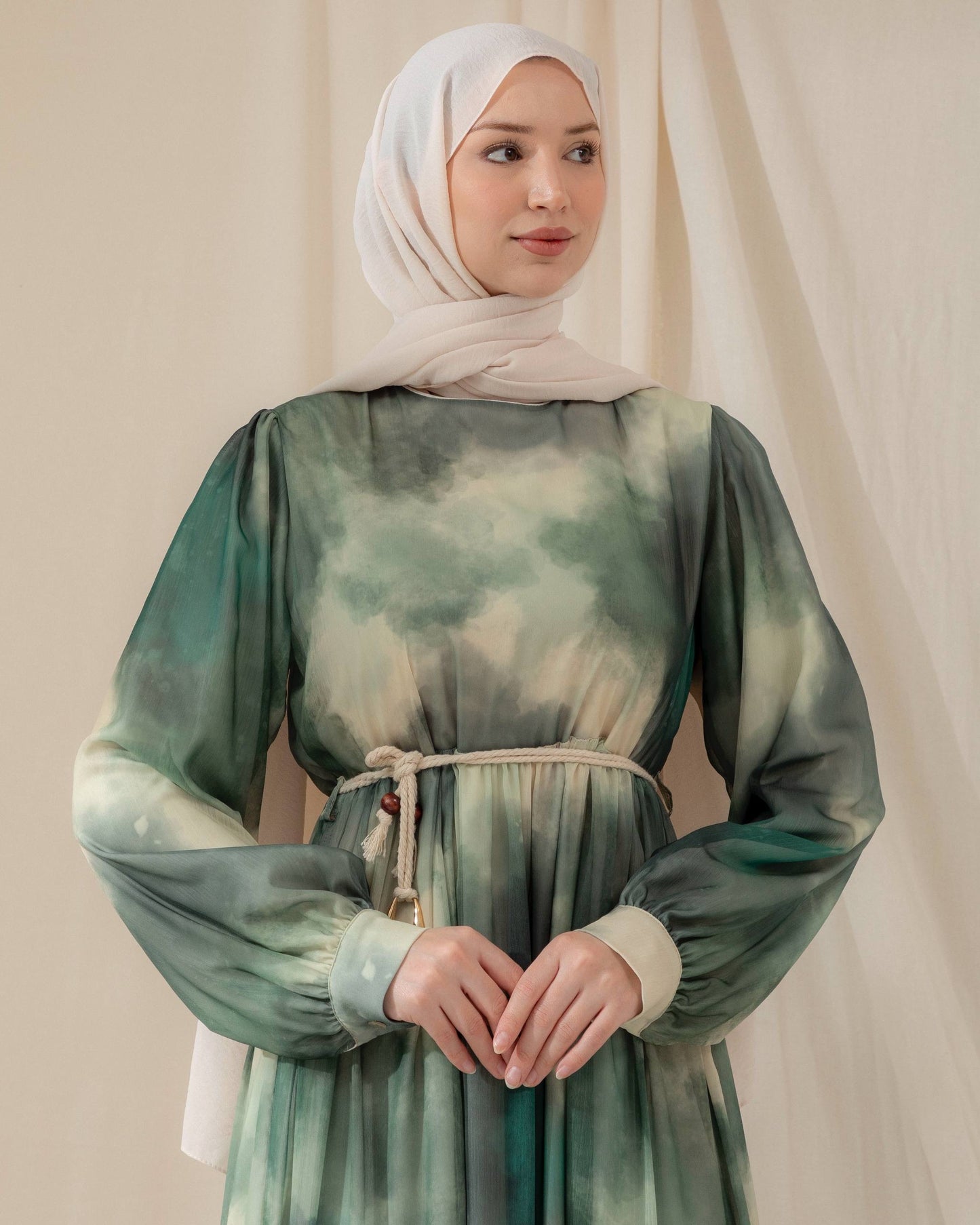 MeriStore Kleid 6464 Grün mit Gürtel