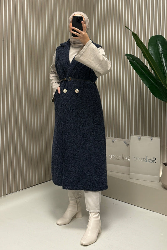 Weste Softy mit Gürtel Marineblau