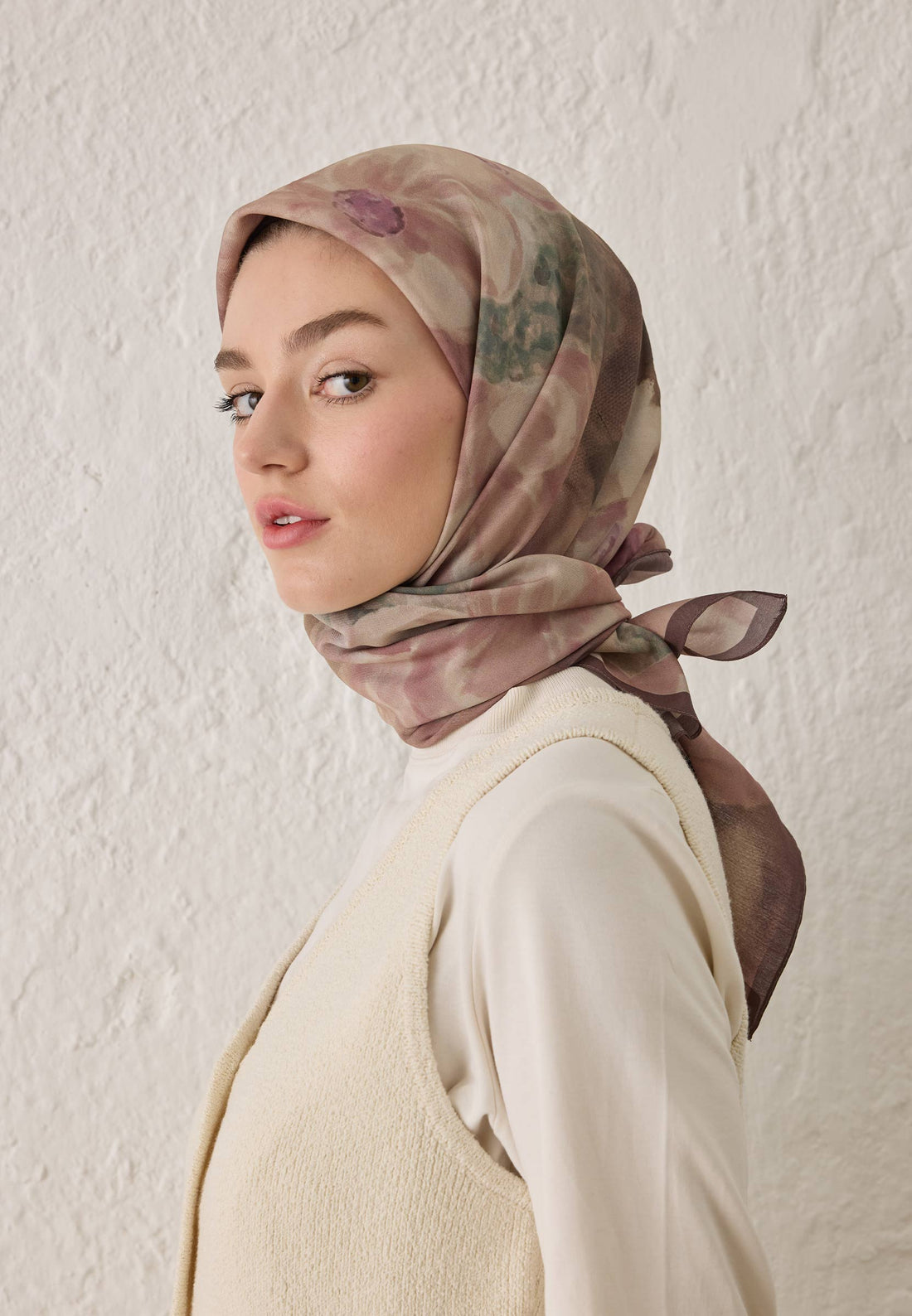 FreshScarfs Pamuklu Ipek Dokulu Esarp 95x95cm Blair Gülkurusu