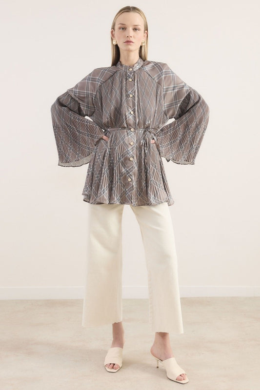 Ahel Satinhemd Karomuster 8336 Grau