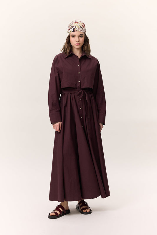 Manuka TRENÇ TARZ GÖMLEK ELBİSE Bordeaux Kleid
