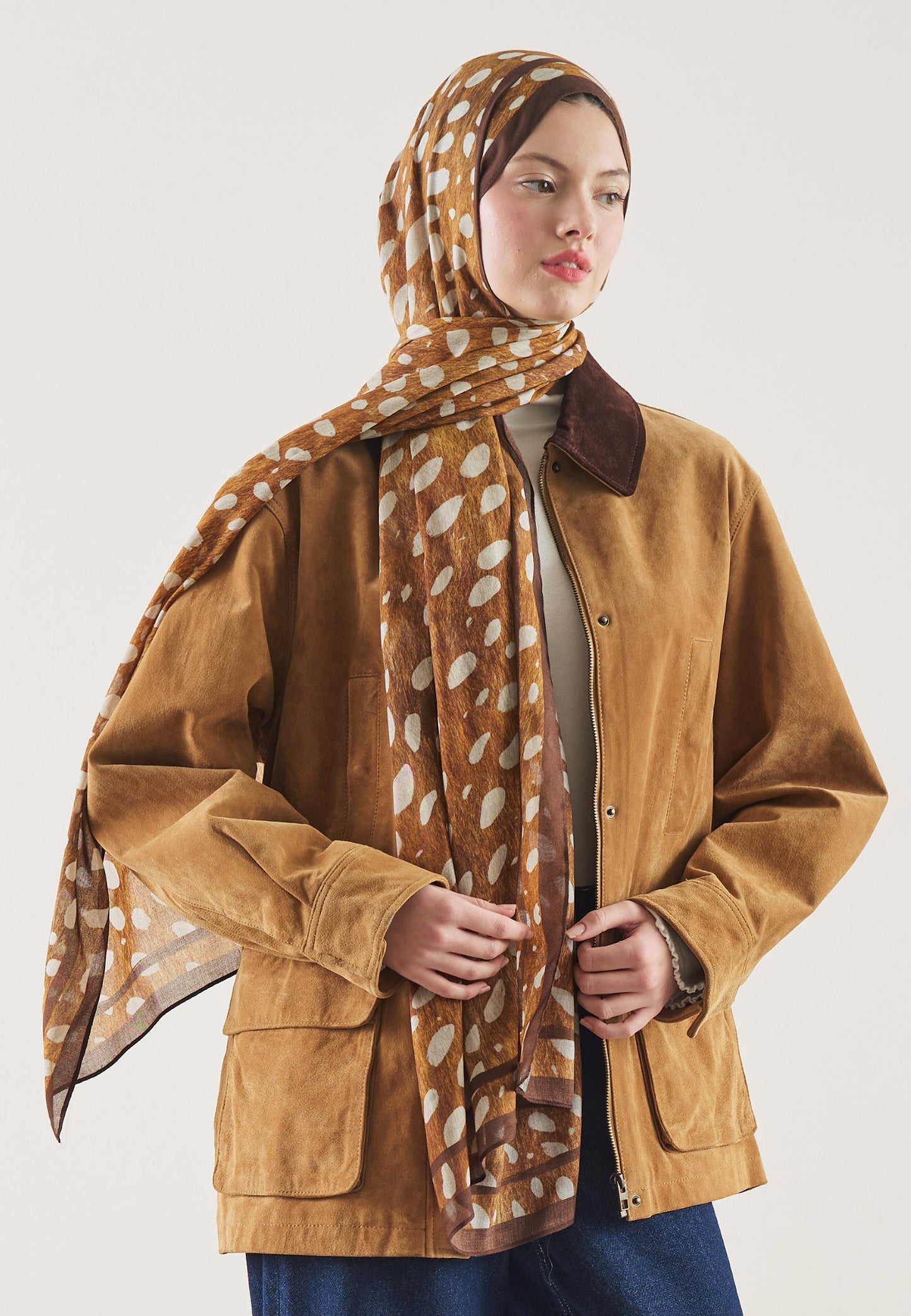 FreshScarfs Rami Hijab Wild Flawn Desen Camel