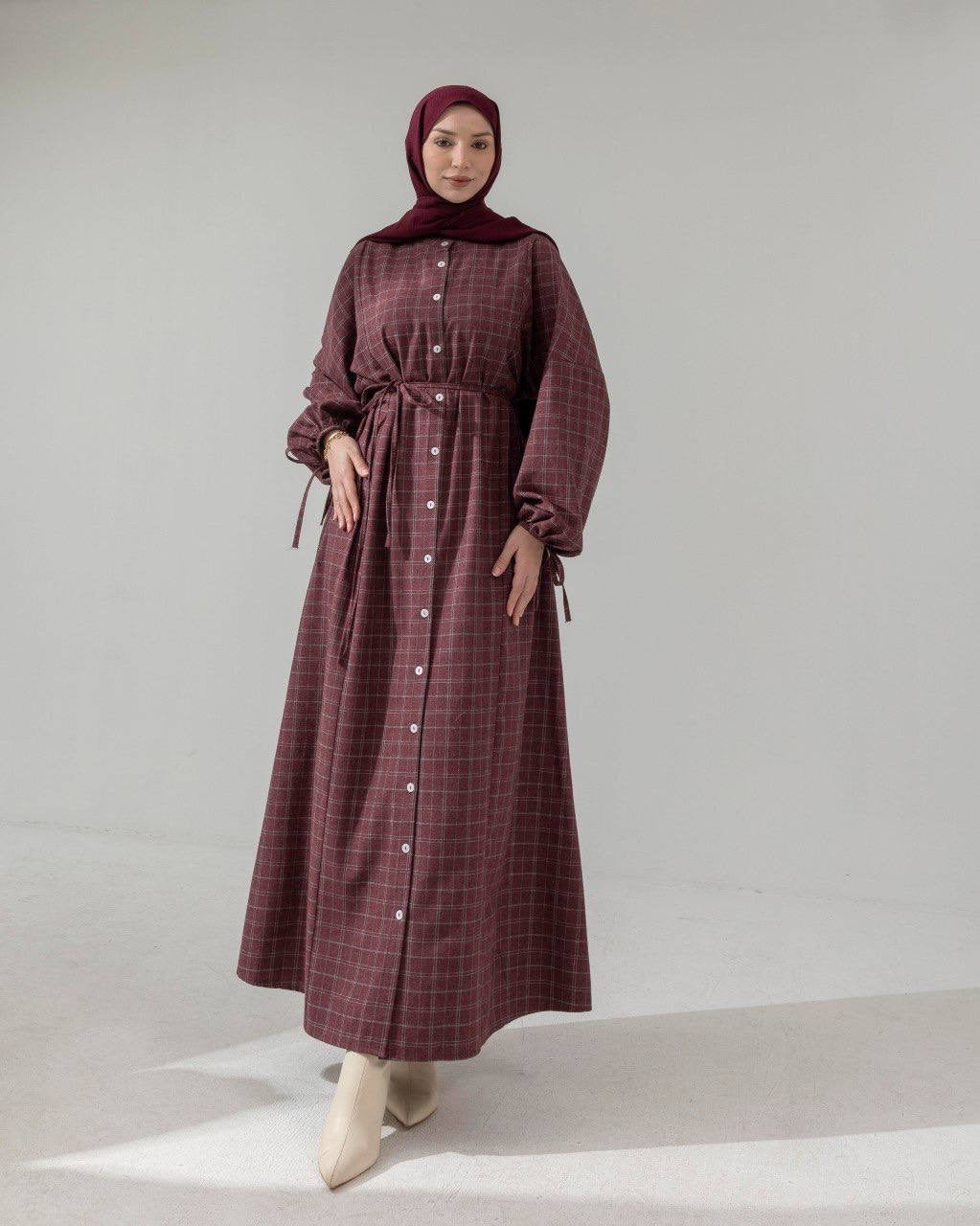 MeriStore Ekose Kleid Bordeaux 6404