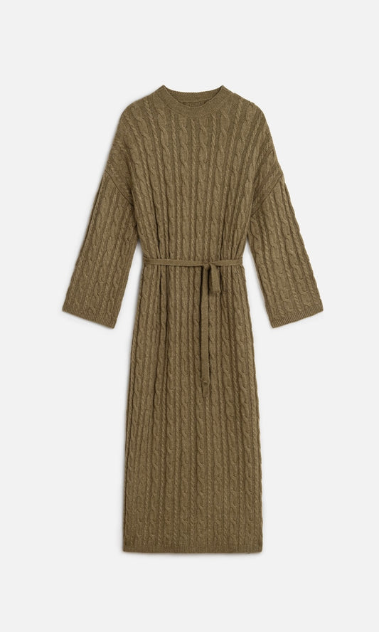 Manuka Maxi Strickkleid Khaki