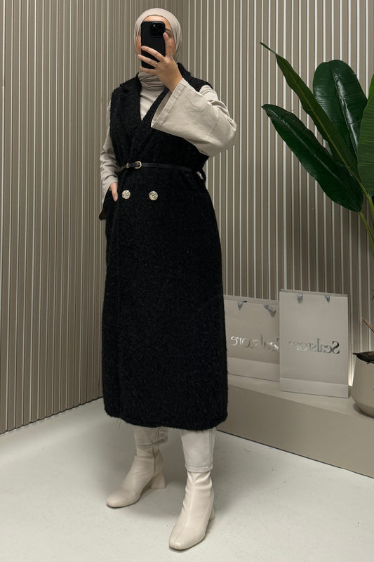 Weste Softy mit Gürtel Schwarz