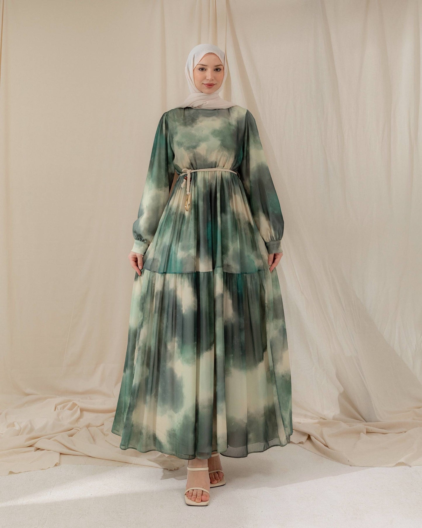 MeriStore Kleid 6464 Grün mit Gürtel