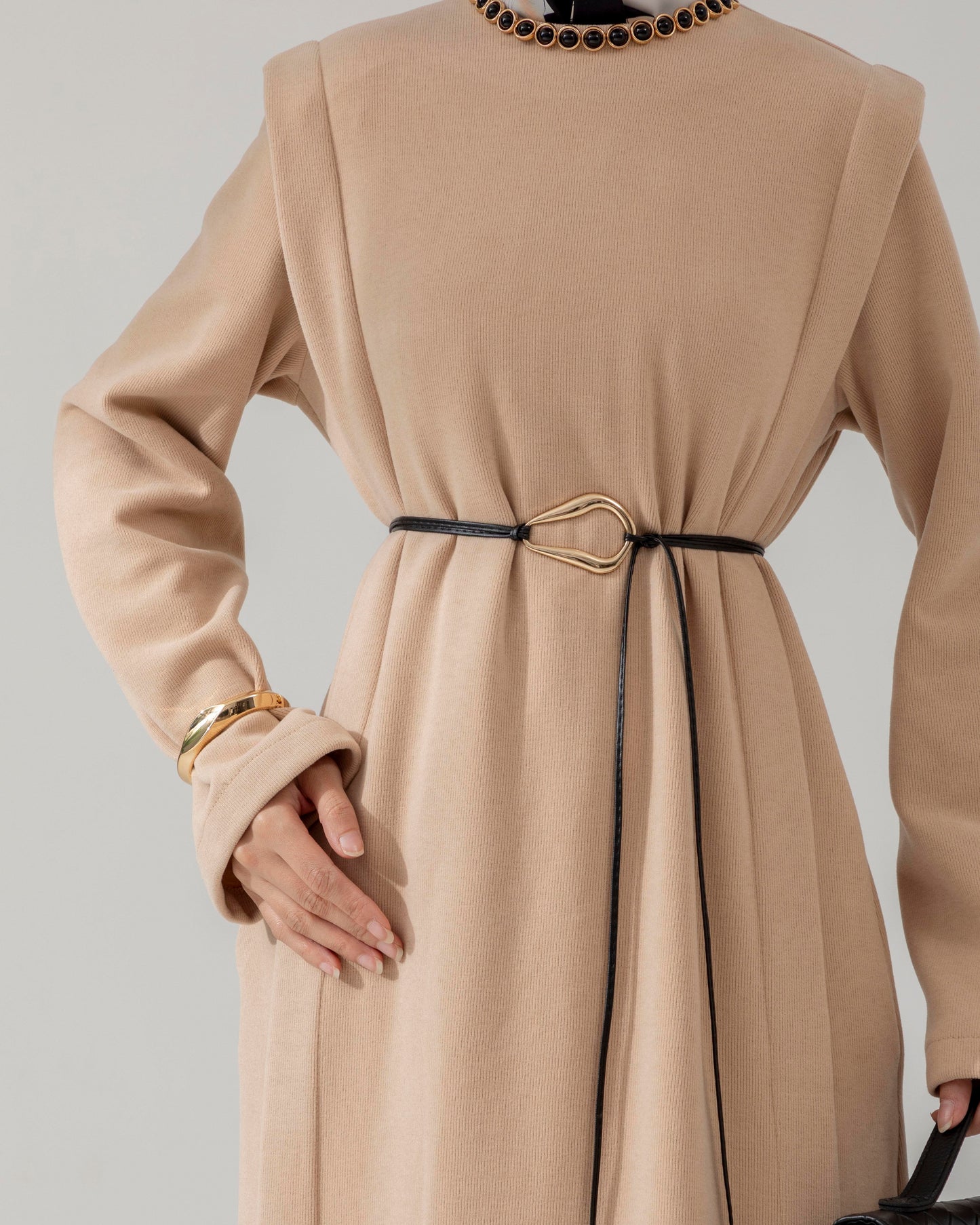 MeriStore Kleid mit Gürtel 6581 Beige