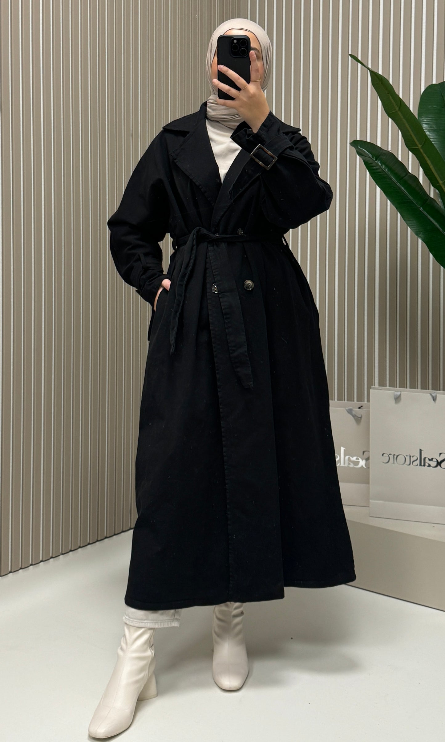 Denim Trenchcoat Schwarz