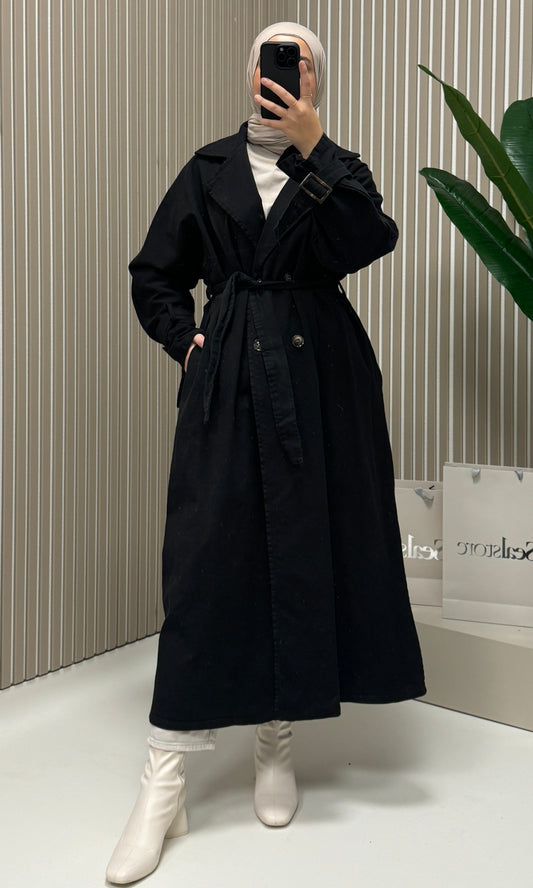Denim Trenchcoat Schwarz