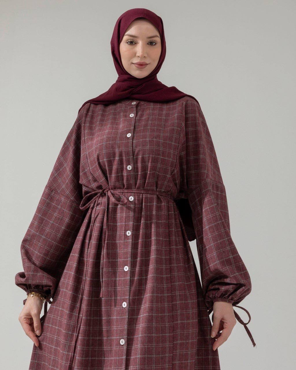 MeriStore Ekose Kleid Bordeaux 6404