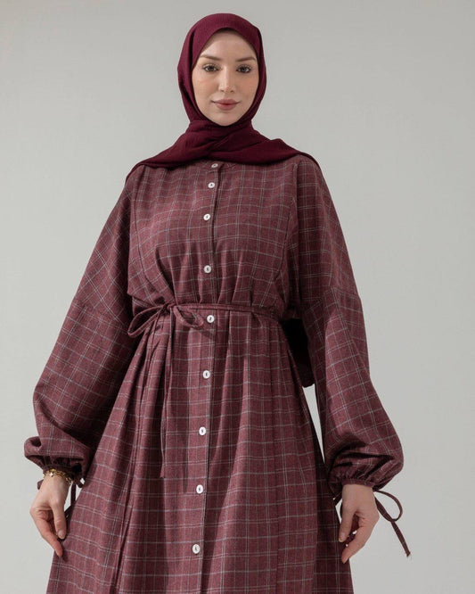 MeriStore Ekose Kleid Bordeaux 6404