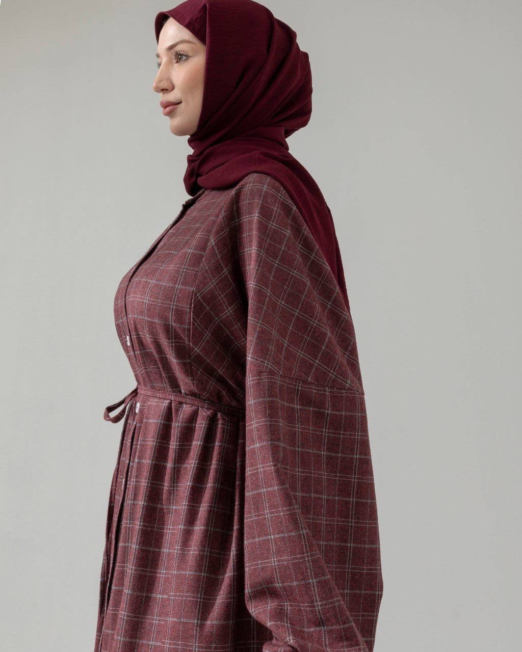 MeriStore Ekose Kleid Bordeaux 6404