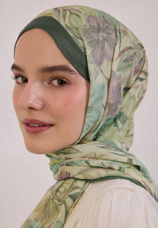 FreshScarfs Rami Hijab Vintage Garden Koyu Yesil