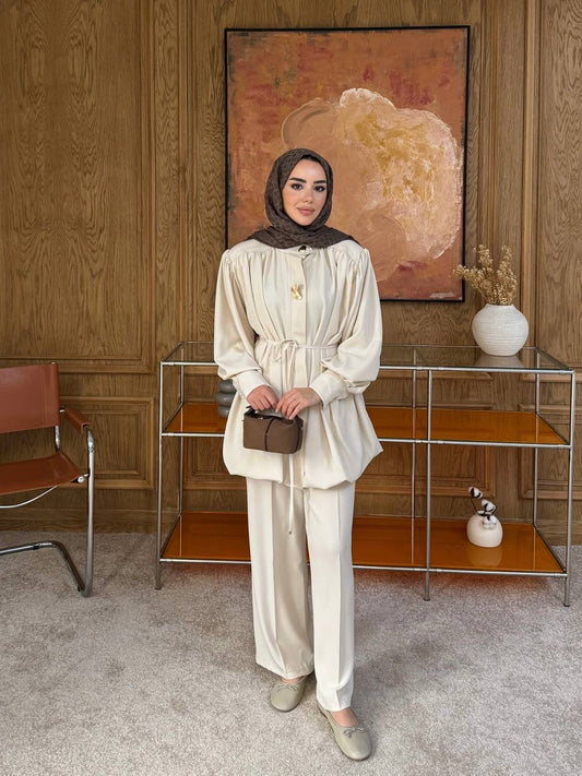 AhelTasarim Verda 2-teiler mit Hose Beige