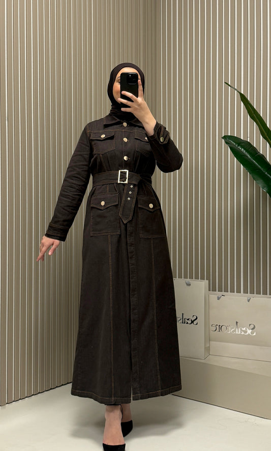 SEAL Jeanskleid mit Gürtel Braun