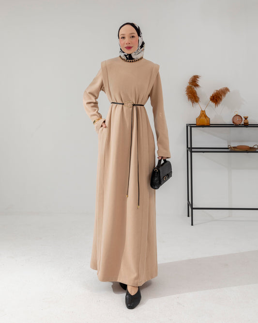 MeriStore Kleid mit Gürtel 6581 Beige