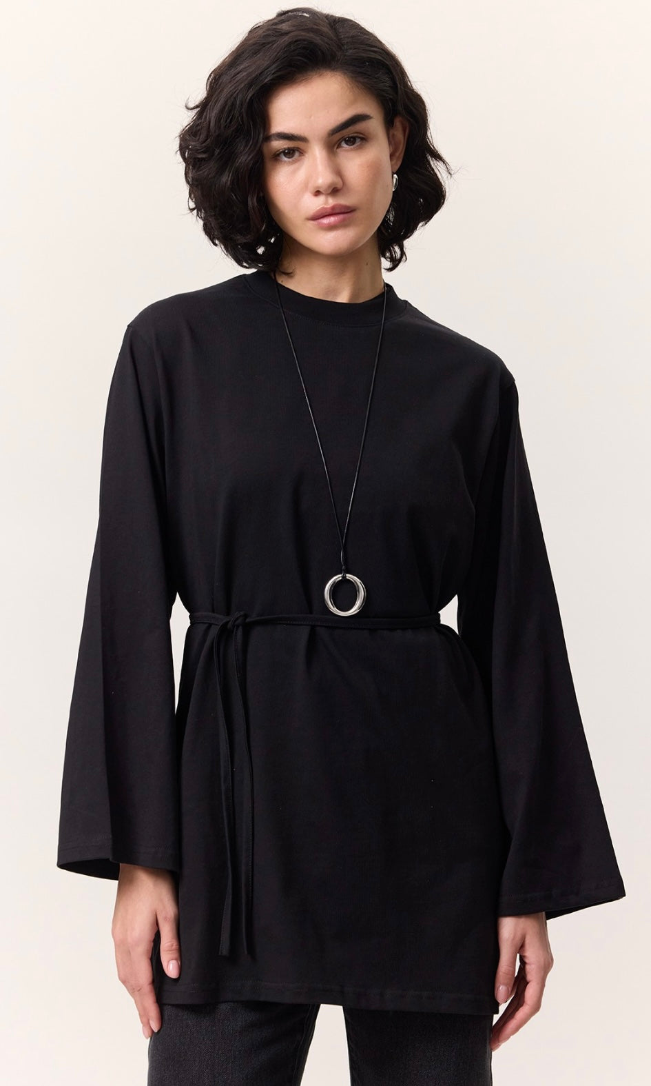 Manuka Oversize Langarm Shirt mit Gürtel