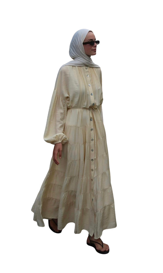 Daisy Kleid mit Knöpfen Buttergelb