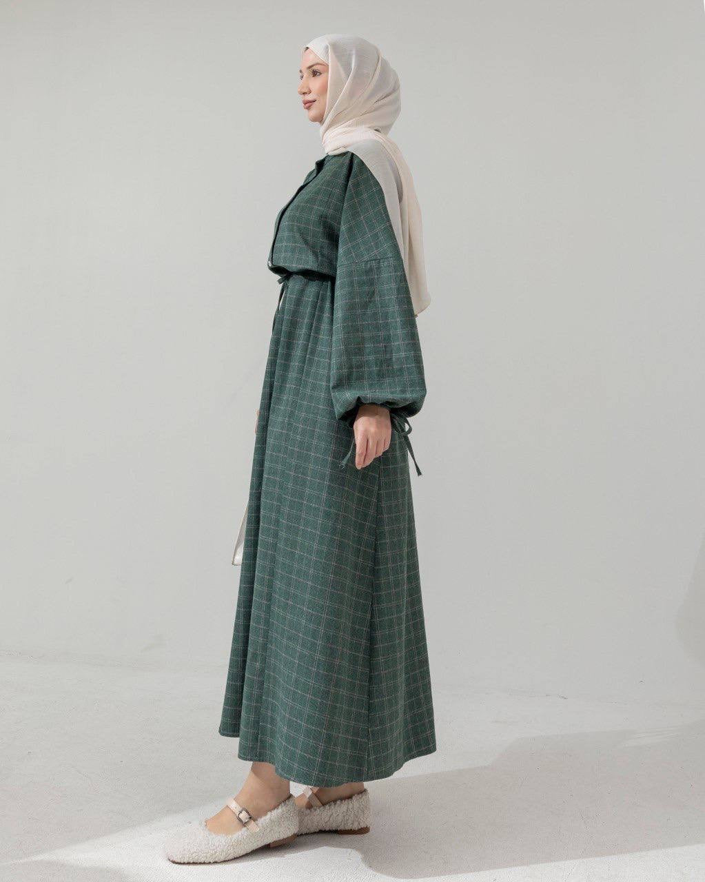 MeriStore Ekose Kleid Green 6404