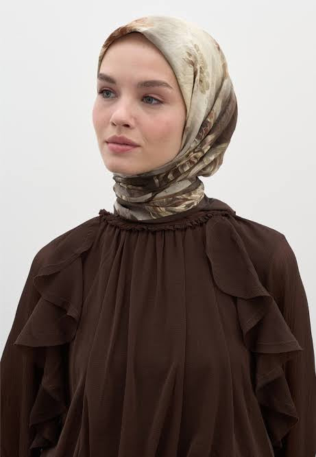 FreshScarfs MARIELLE DESEN PAMUKLU VİSKON Esarp Kahve