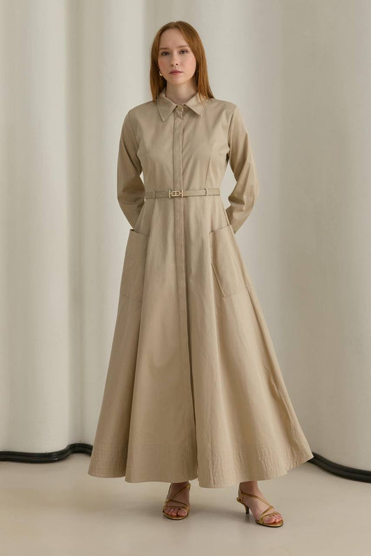 Moila Kleid mit Gürtel 653 Beige