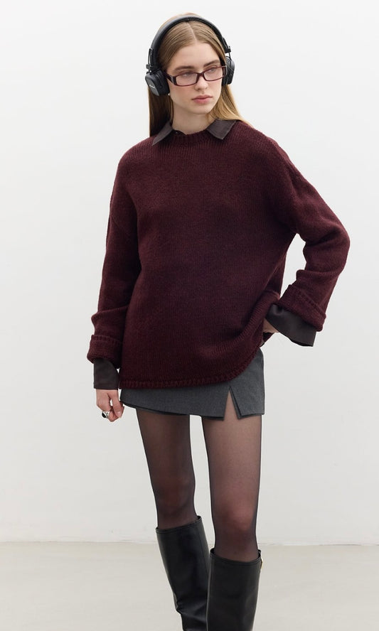 Manuka Oversize Strickpullover Bordeaux (4619)