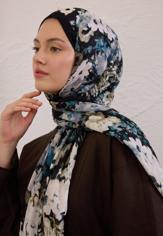 FreshScarfs Rami Hijab beauty blossom siyah