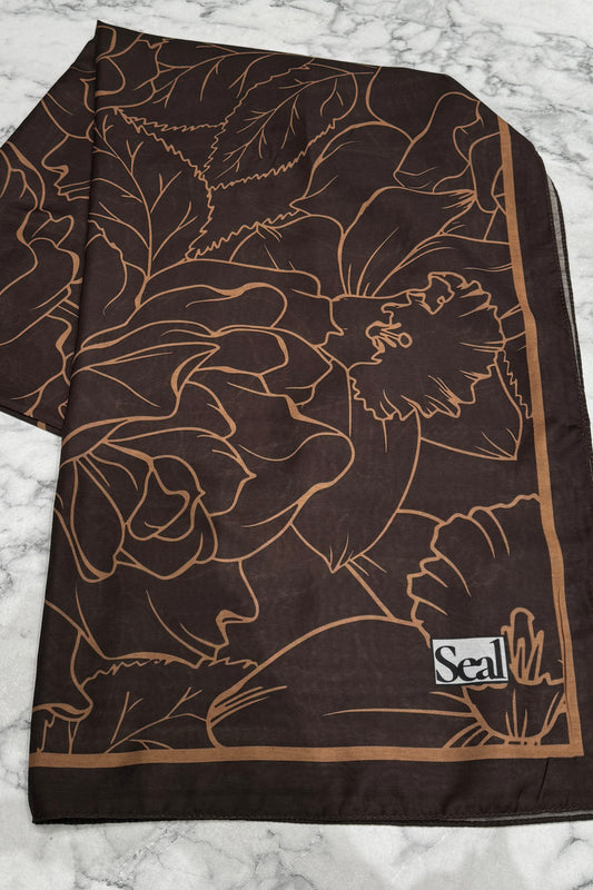 FLOWER Soft Vual Schal Dunkelbraun