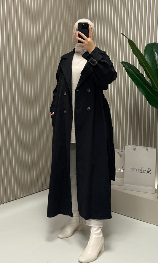 Denim Trenchcoat Schwarz